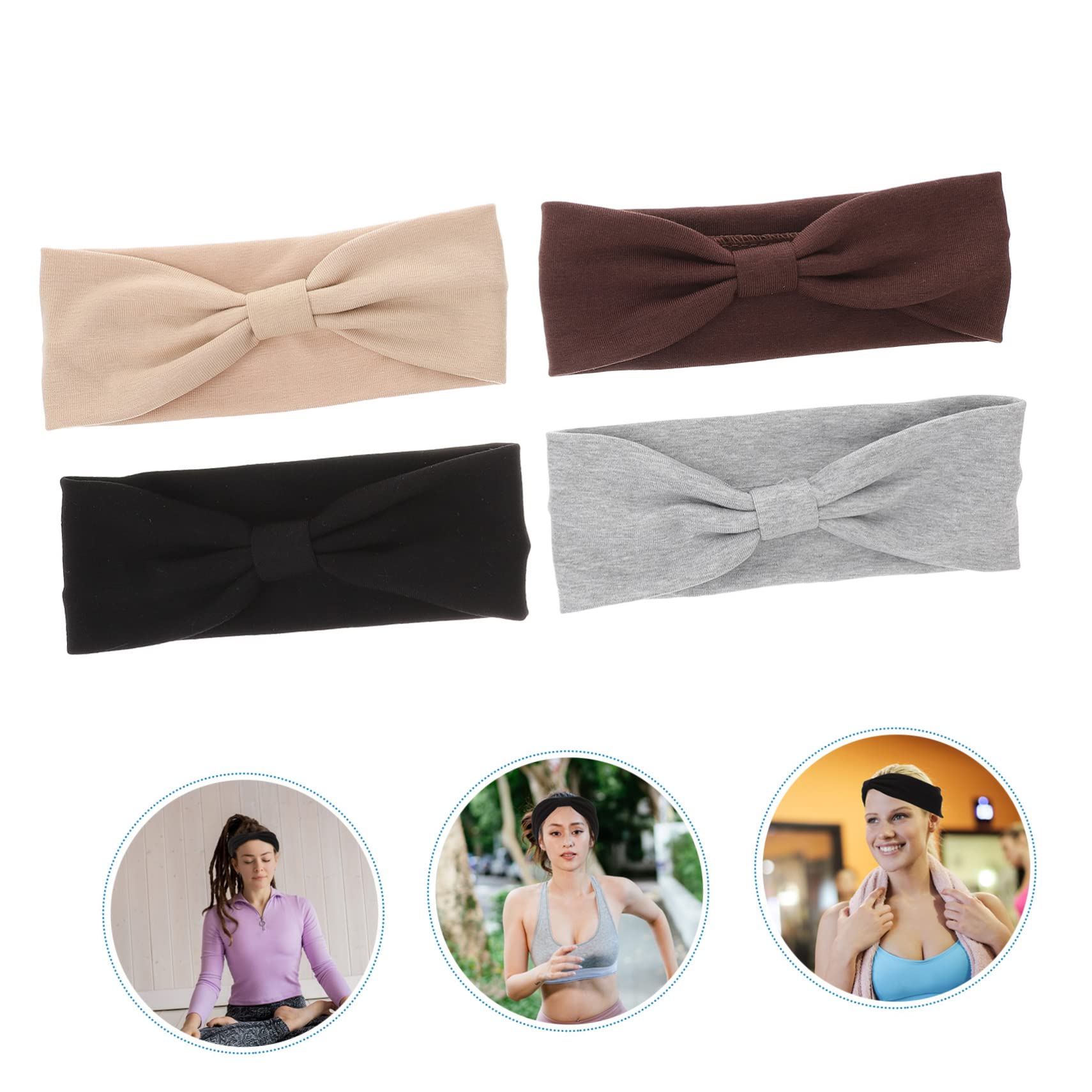FRCOLOR 12piezas Anudadas Para Mujer Juego De Turbantes Elásticos De Algodón Maquillaje y Spa Negro Beige Gris