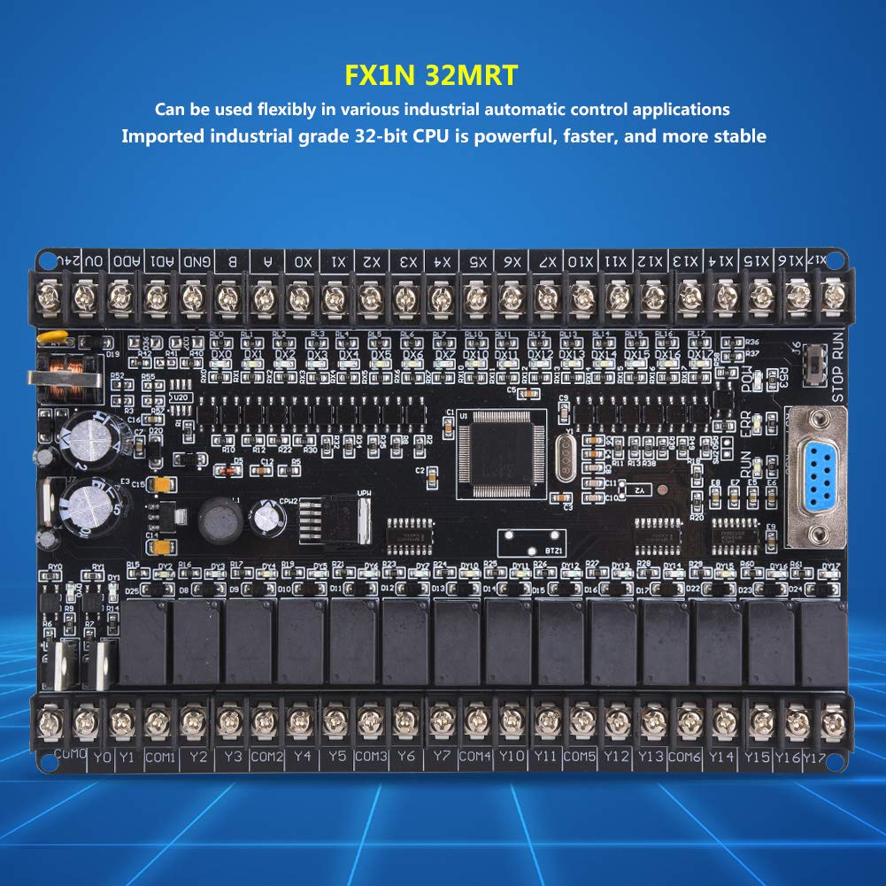 Tablero de control industrial de Baxnore, controlador programable con tornillos de instalación, placa lógica programable PLC para aplicaciones de control automático (32MRT+458)