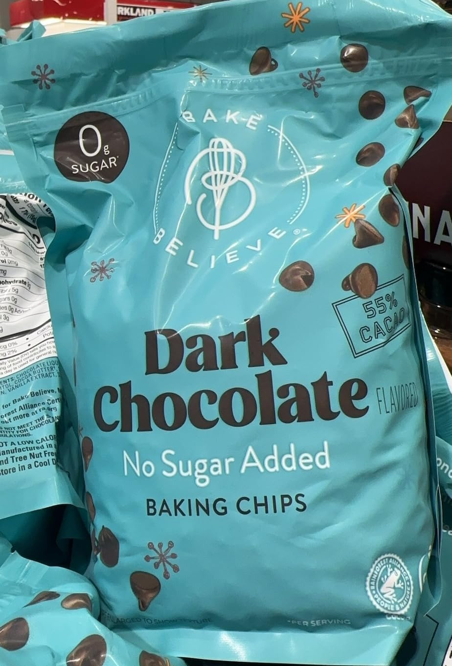 Believe Dark Chocolate Baking Chips, No Sugar Added, 2 Pounds, Allergen Free