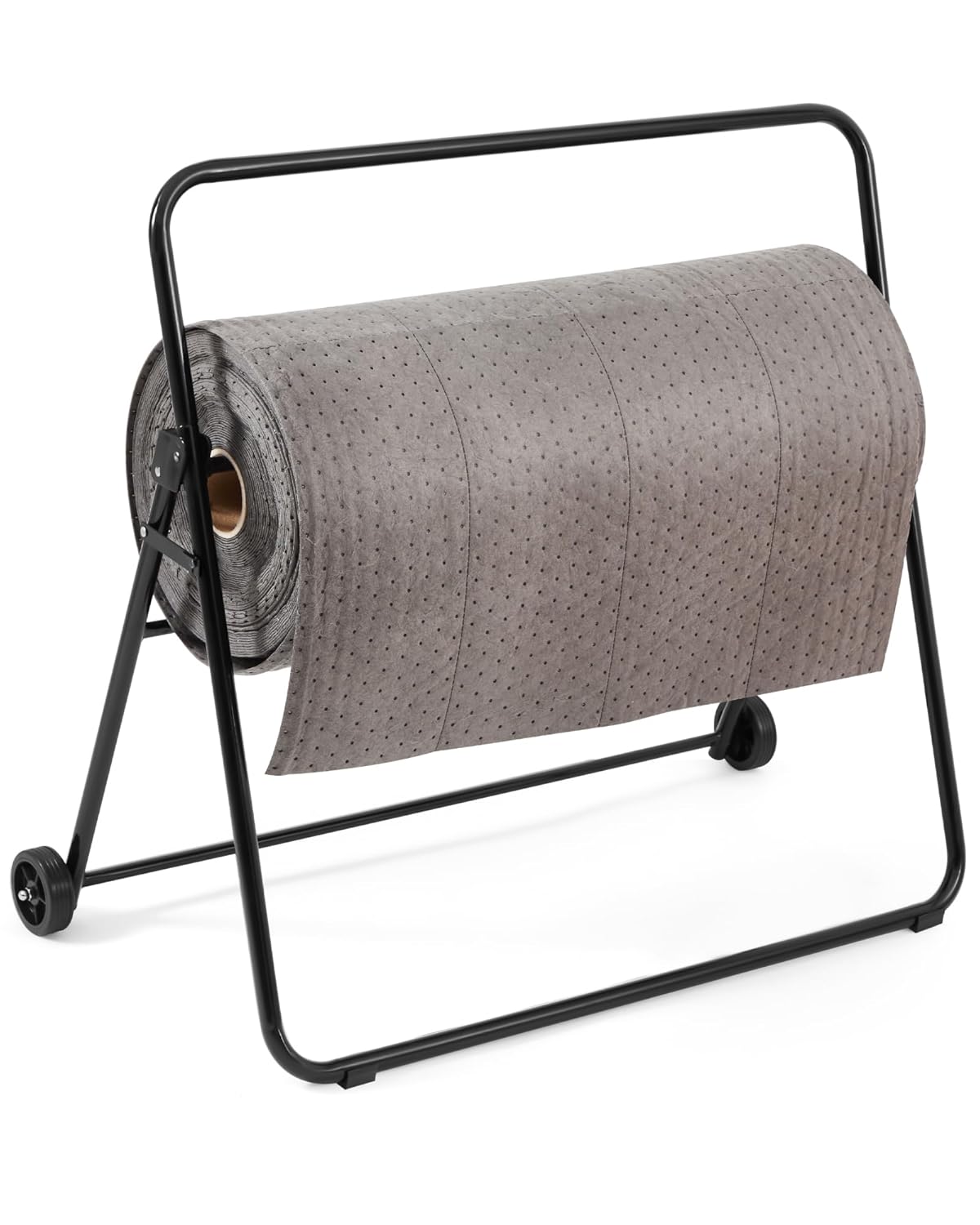Blulu Adjustable Mat Roll Holder with Wheels Oil Absorbent Pads Holder Portable Mat Dispenser Utility Cart Accessories for 15" to 32" Wide Roll for Workshop Garage Factory, Easy to Move