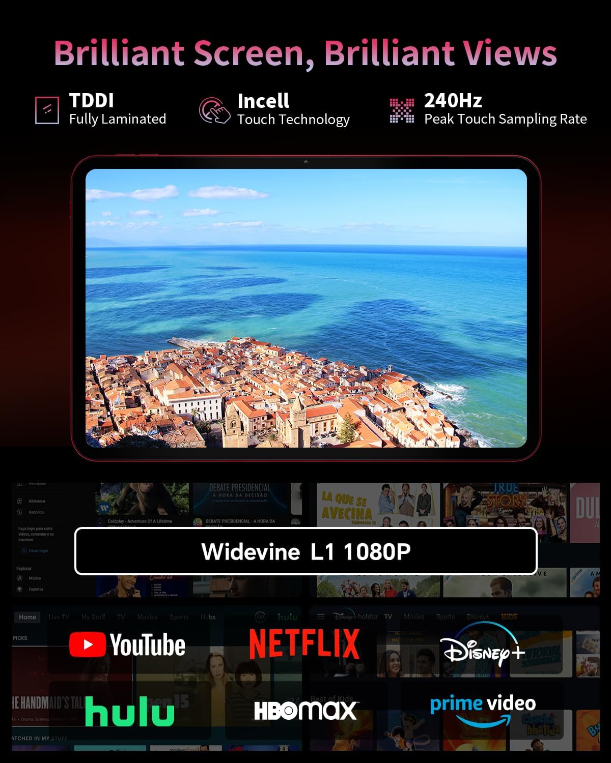 TECLAST T65PLUS 13.4-Inch Android 15 Tablet 2025, 10000mAh/18W Fast Charge, 20GB RAM(8+12)+256GB Storage(1TB TF), 120Hz, Wi-Fi+4G LTE, Dual SIM, GPS,3.5mm Headphone Jack, Elegant Red
