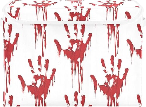 Cajas de almacenamiento plegables con estampado de mano sangrienta, cajas de tela para almacenamiento con tapas, organizadores de armario para niños