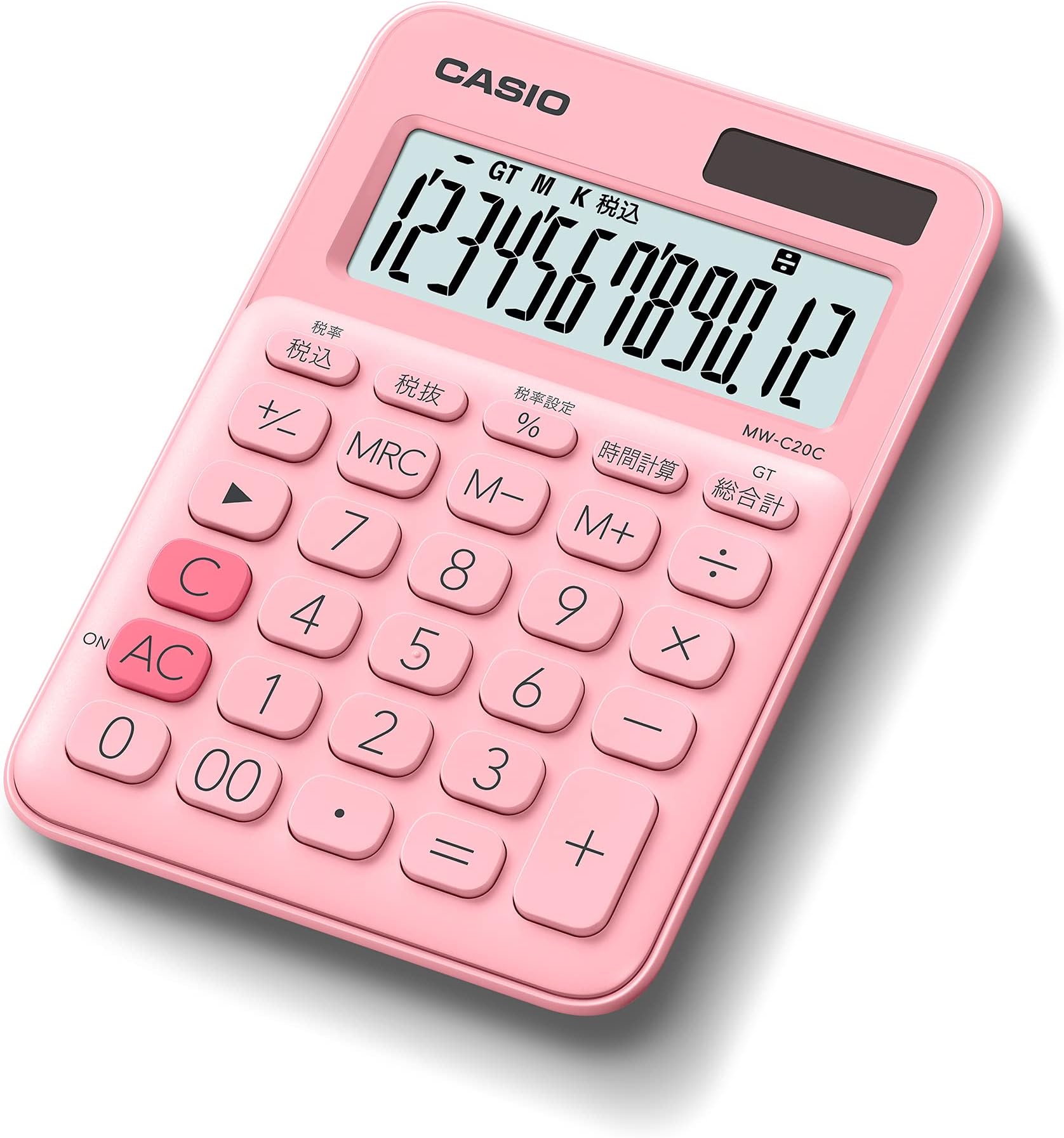 カシオ カラフル電卓 ペールピンク 12桁 ミニジャストタイプ MW-C20C-PK-N