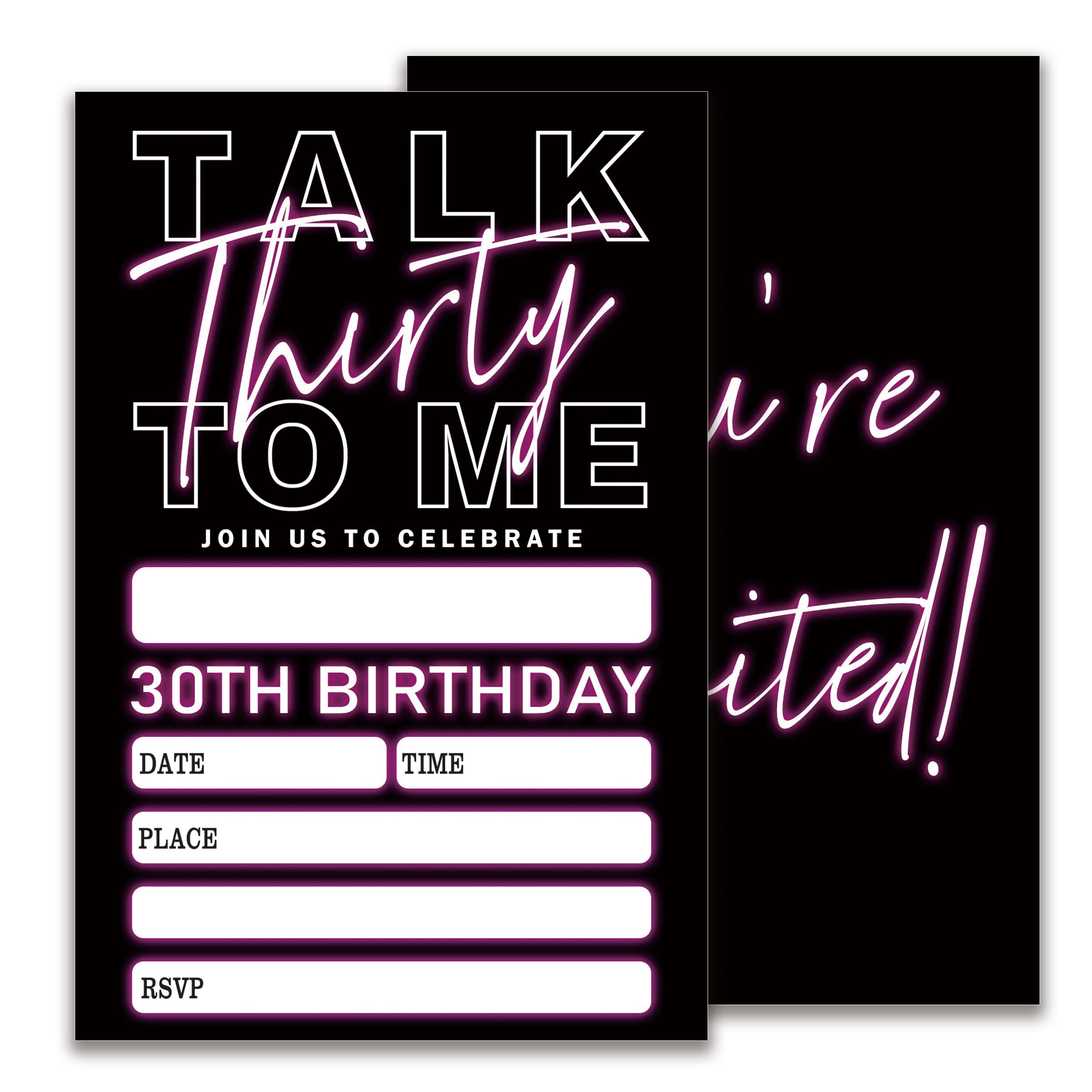 JUPXB Dirty Thirty Birthday Invitations for Women Men, 30th Birthday Party Invitations, 20 Double-Sided Fill-In Party Invite Cards with 20 Envelopes,