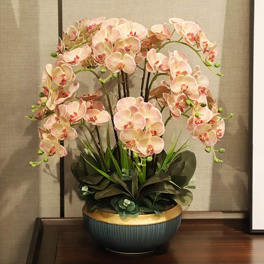 Künstliche Phalaenopsis-Blumen, große künstliche Orchidee im Topf für Zuhause, Hochzeit, Partydekoration, natürliches Aussehen, realistisches Kunstblumenarrangement