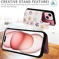 Vista 176 de UEEBAI Funda tipo cartera para iPhone 15 Pro Max con tarjetero, cubierta de cuero PU con soporte, bloqueo RFID, doble cierre magnético, relieve