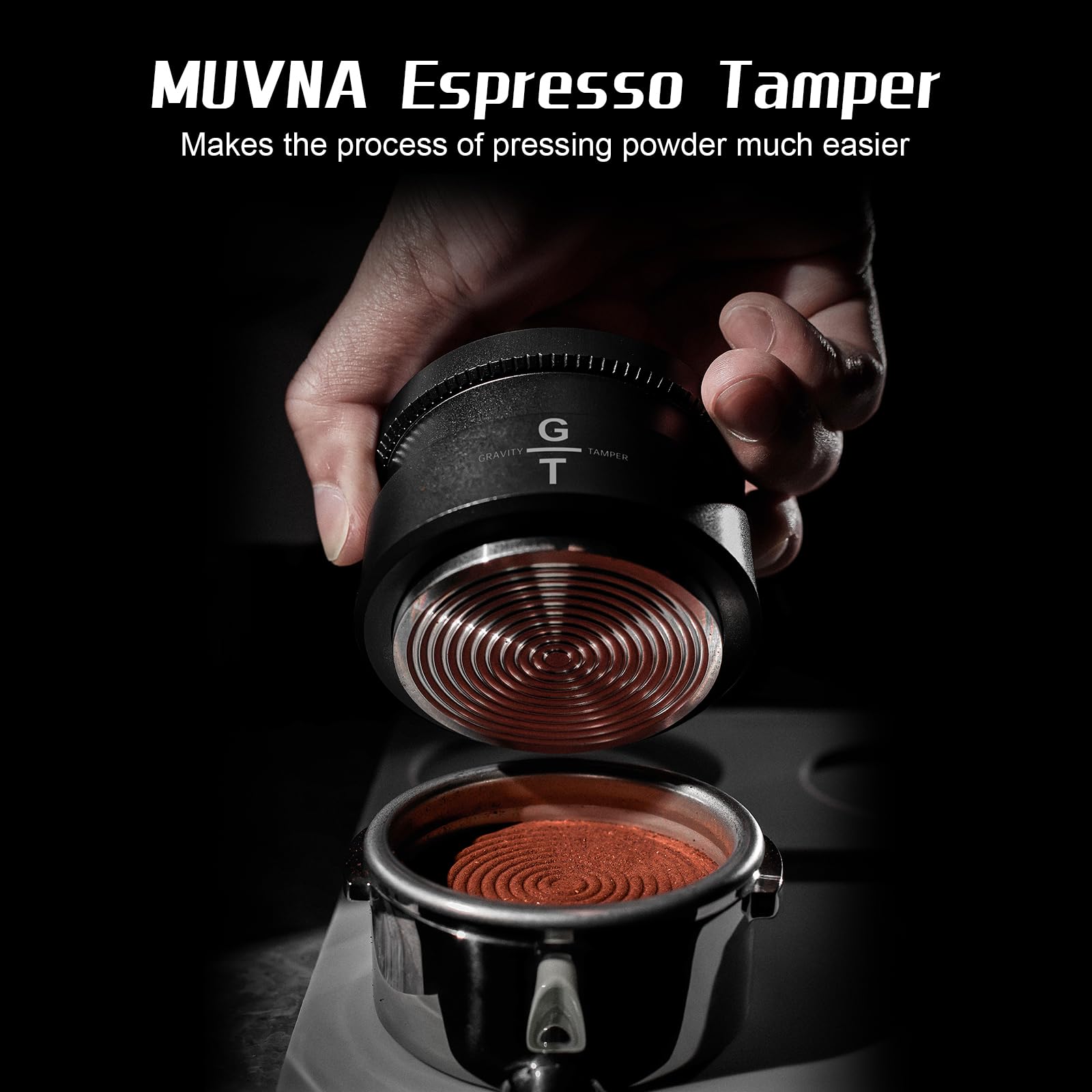Prensador espresso de 53,3 mm, prensador de café de rebote lento con base ondulada de acero inoxidable, compatible con portafiltros Breville Blttomless de 54 mm