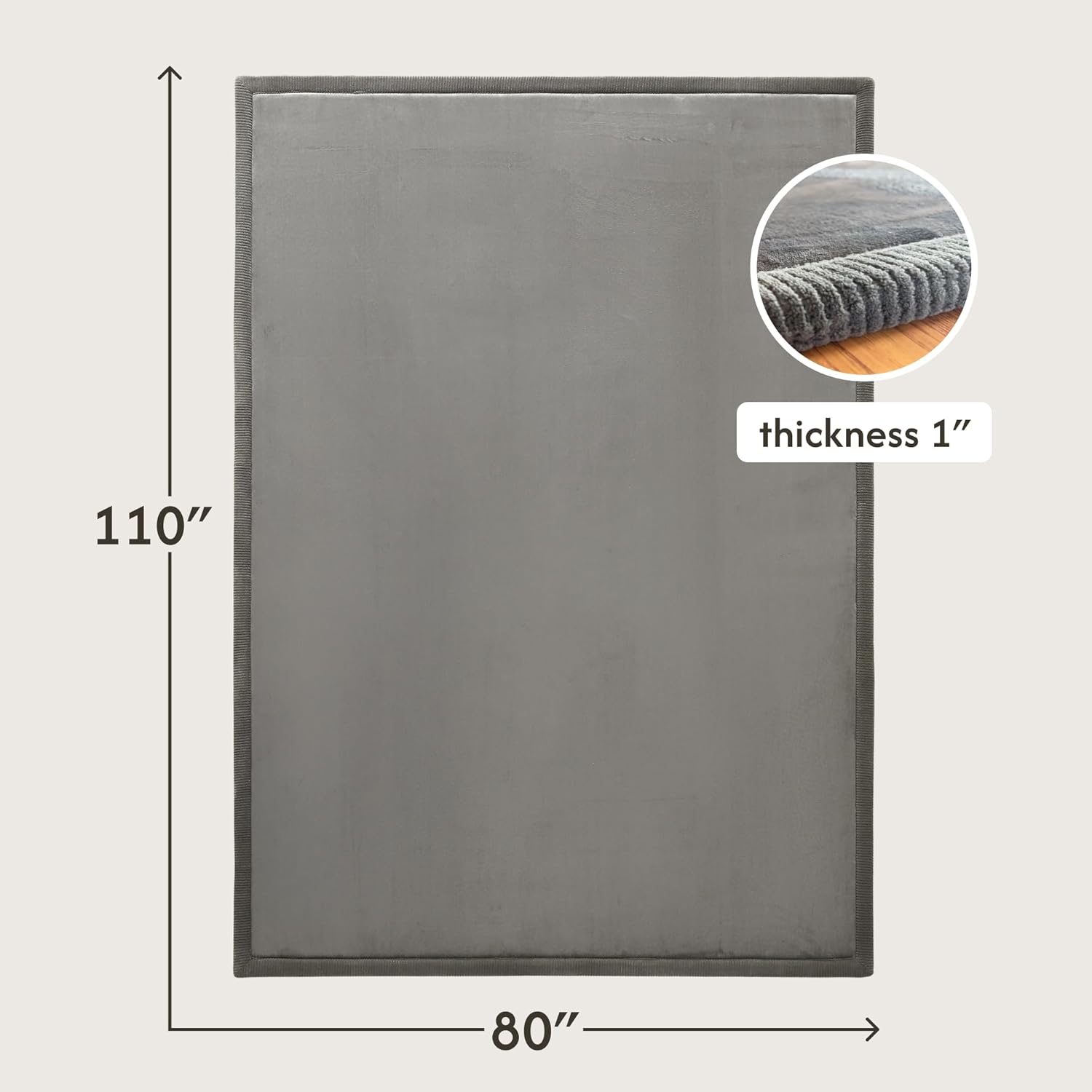hakuna matte cloudsoft baby play mat for floor 80" x 110" dark gray | coral velvet high-density foam rug for crawling & cozy play – non-slip, water-resistant, easy-care tummy time mat dark gray 6'8" x 9'2"