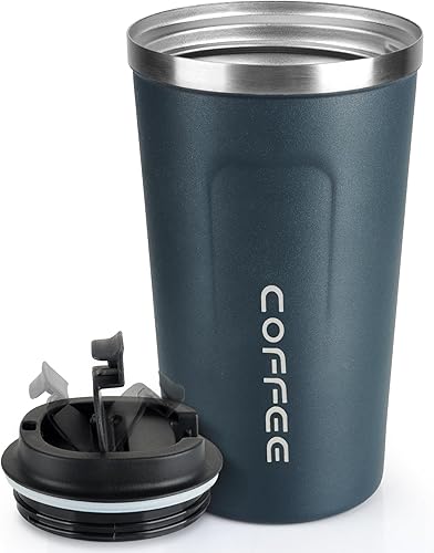 Miniatura 9 de Taza de café de 12 onzas  Taza de viaje aislada a prueba de derrames con tapa a prueba de fugas al vacío termo de acero inoxidable para llevar taza