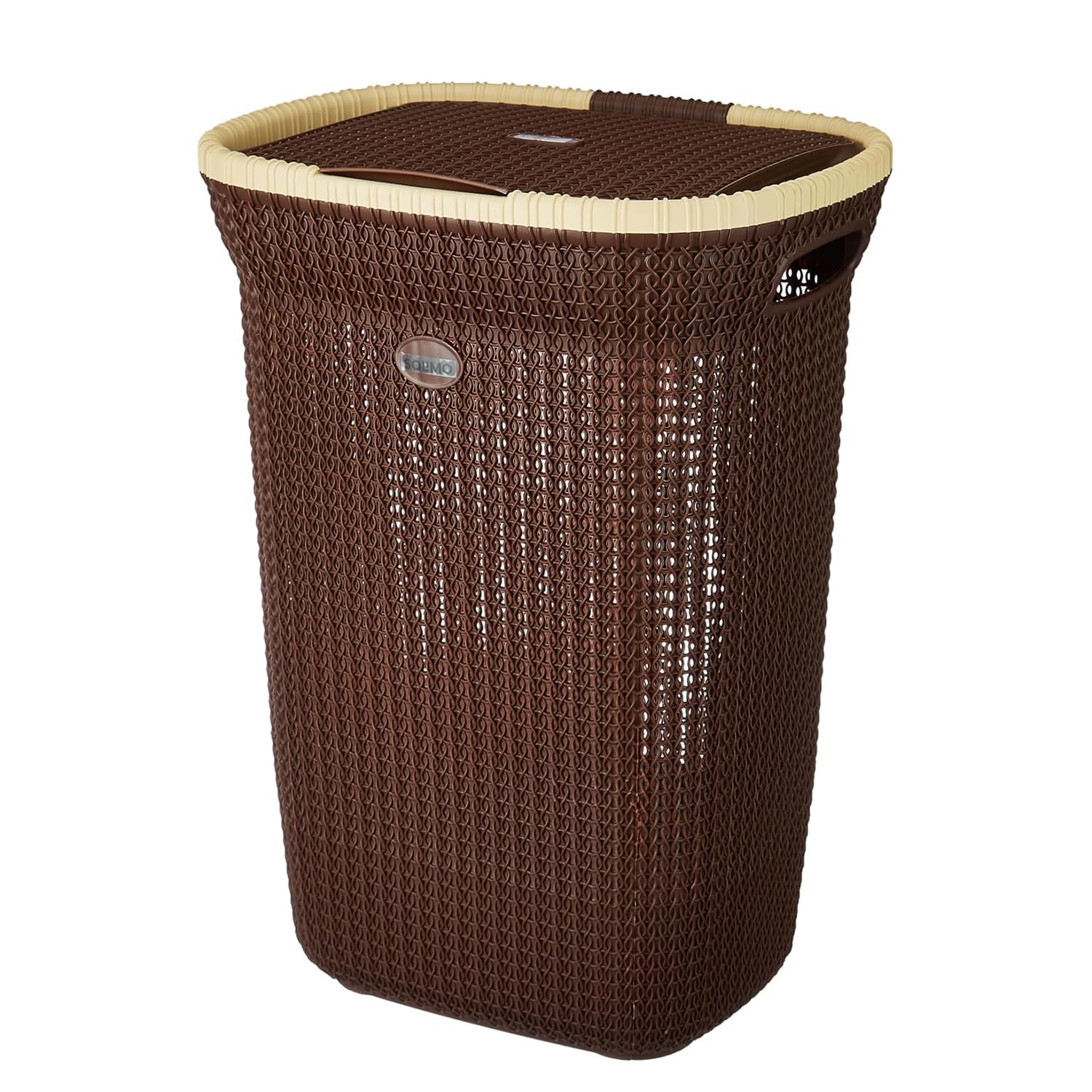 Amazon Brand - Solimo Knit Laundry Basket - Big - 55 Litres - 44 cm x 35 cm x 61 cm | Dark Brown