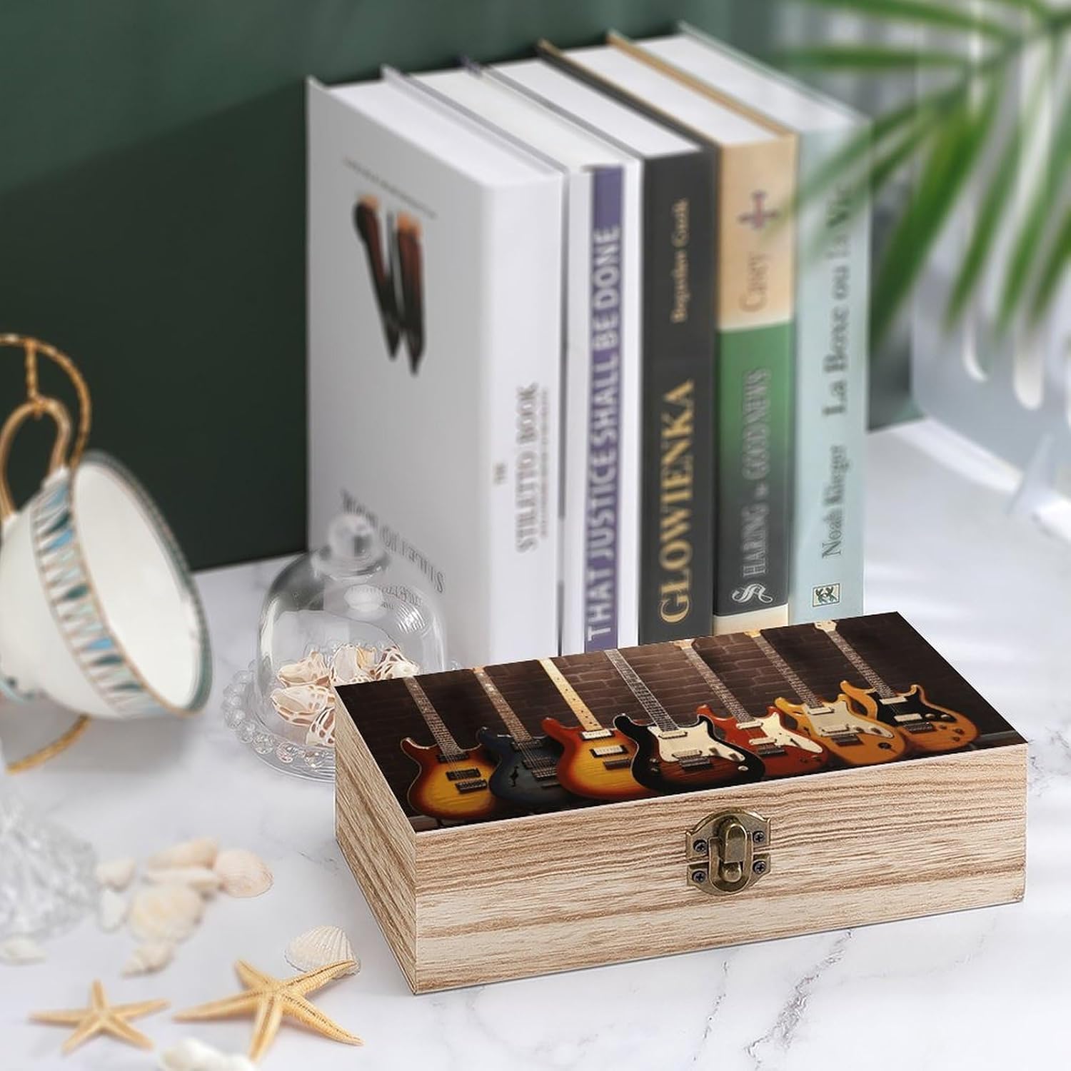 Guitar Collection Wooden Keepsake Box with Hinged Lid Decorative Treasure Chest Handmade Jewelry Organizer Container for Storage Crafts Memory Wedding Bridal Shower Gifts image 4