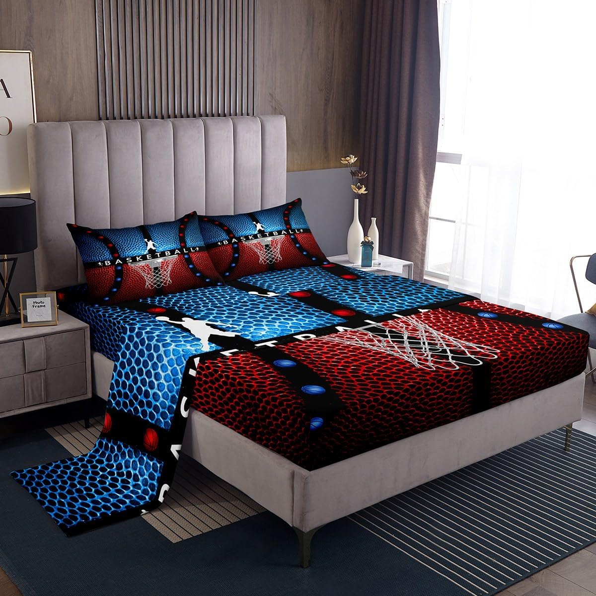 Feelyou Plaid Deer Elk Bear Wolf Sheet Set Rustic Cabin Farm Forest Camping Hunting Sheets with Deep Pocket Fitted Sheet Farm Forest Bed Sheets Set Farmhouse Lodge Bedding Set Full Size Bed Set