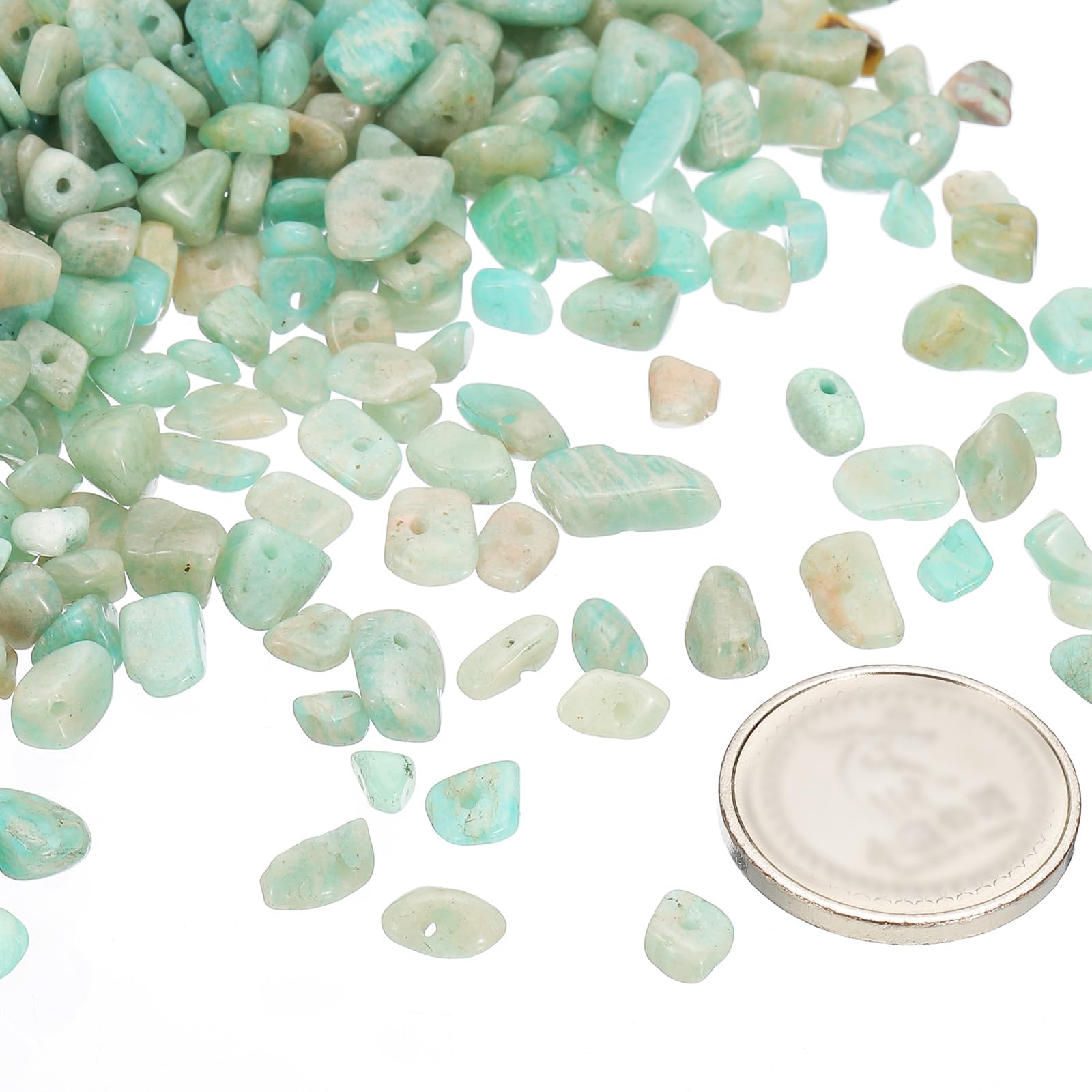 PATIKIL Chip Stone Natural Rock Beads Loose Gemstone Beads Drilled Strand for Jewelry Craft Making 1set/400pcs, White/Blue - Image 3