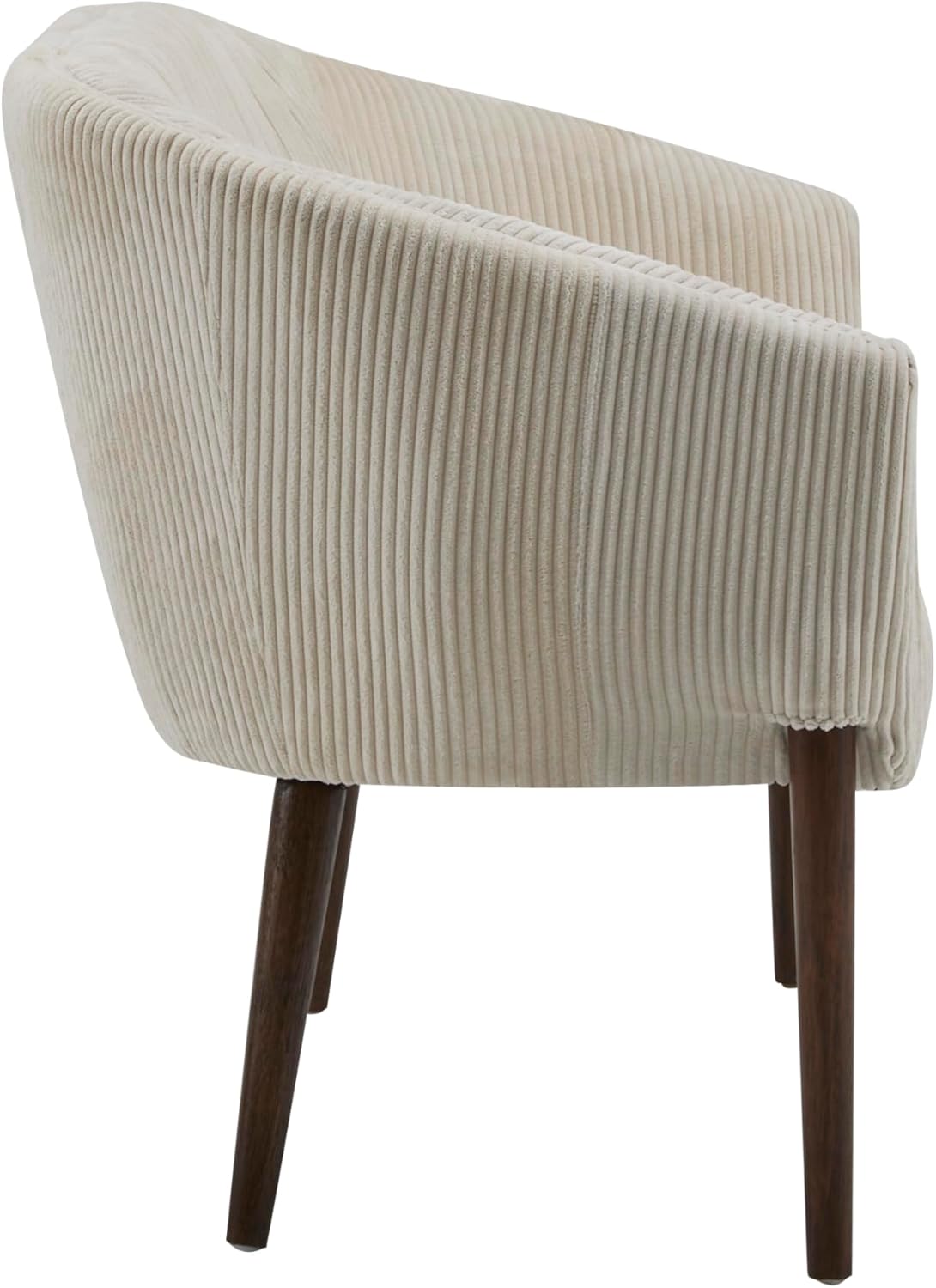 Christopher Knight Home Irelia Corduroy Recessed Arm Loveseat, Comfy Upholstery 2 Seater Sofa, Wooden Frame Living Room Chair, Mid-Century Modern Soft Seating Lounge Sofa, Beige + Walnut
