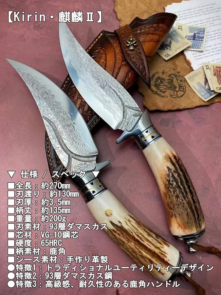 Amazon.co.jp: Dcenrun 93層ダマスカスシースナイフ 【Kirin