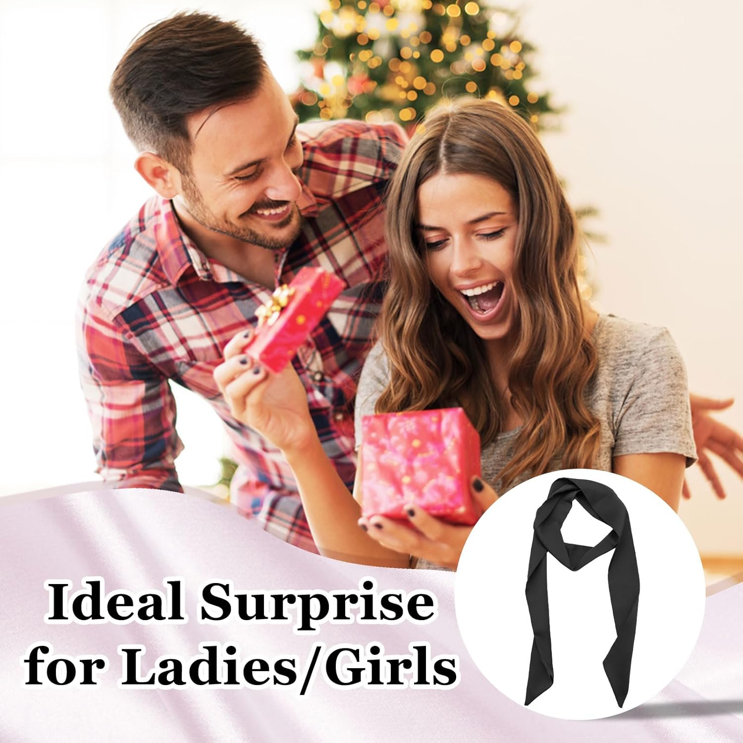 Bow Ties for Women Ribbon Self Tie Satin Necktie, Solid Color Skinny Scarf for Neck Hairband Handbag Belt Purse Hat - Image 7