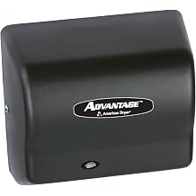 American Dryer AD90-BG Advantage Steel Standard Automatic Hand Dryer, Black Graphite Epoxy Finish, 1/8 HP Motor, 100-240V, 5-5/8" Length x 10-1/8" Width x 9-3/8" Height