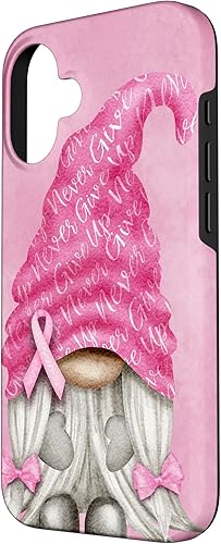 Miniatura 86 de iPhone 15 - Soporte rosa contra el cáncer con gnomo para el caso de concientización sobre el cáncer de mama