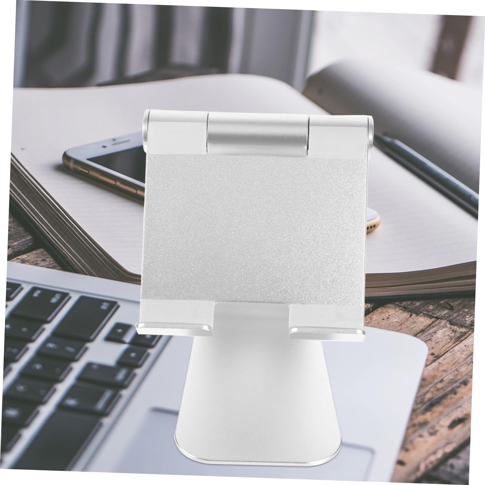 KOMBIUDA Supporto da Scrivania per Tablet e Ricarica in Alluminio Multi-Angolo con Base Adesiva per Smartphone-Reader Adatto per Digitazione Visione Video Argento 11,3 X 11,6 CM