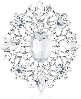 Vintage Clear Austrian Crystal Brooch Pin for Women Elegant Wedding Bridal Brooches Broach Pin 1.69"*1.39"