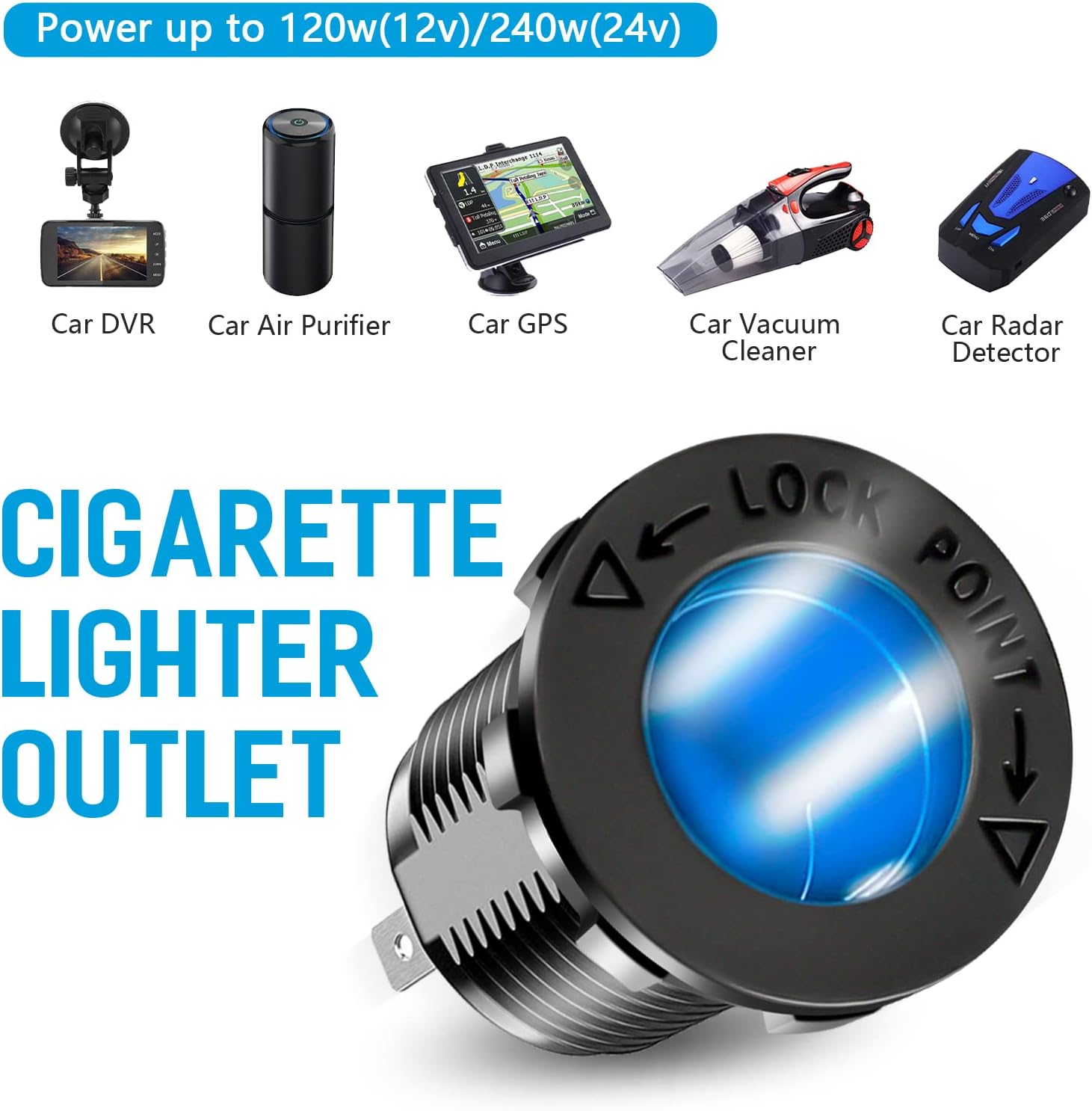[Upgraded] Cigarette Lighter Socket Outlet Splitter, Quick Charge 3.0 USB Charger Power Outlet with LED, 12V USB outlet Marine Waterproof Power Panel Adapter DIY Kit for Car Boat Marine RV, etc