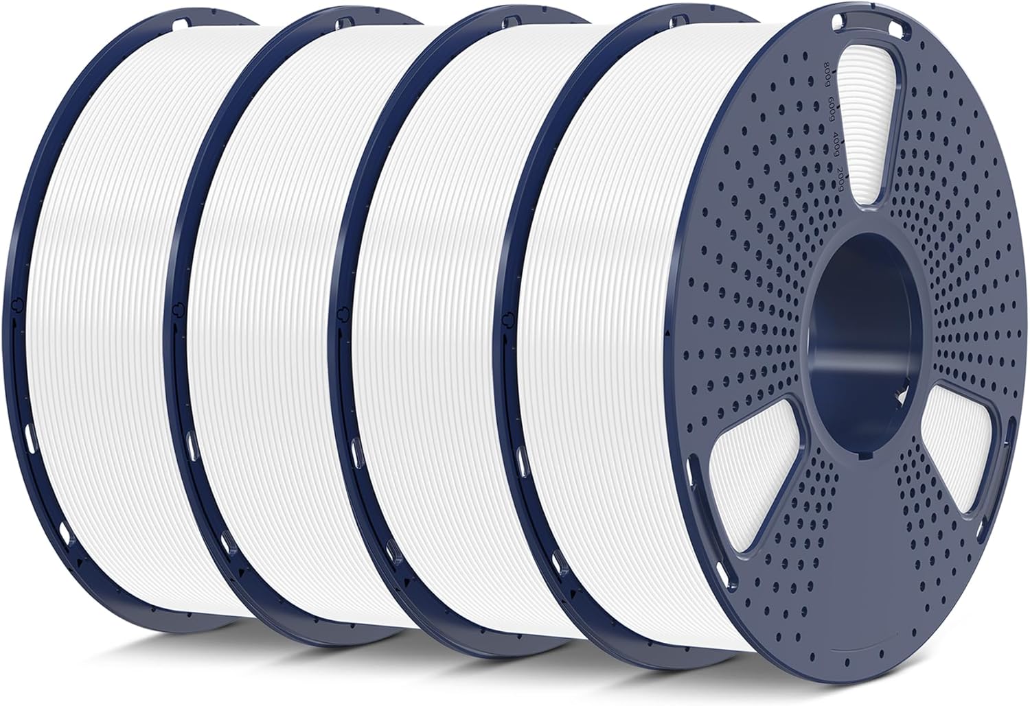 SUNLU 4kg PLA 3D Printer Filament Bundle, Neatly Wound PLA Filament 1.75mm ±0.02mm, Individually Vacuum Packed, 4kg in Total, 1kg per Spool, 4 Pack, 4000g, 4White