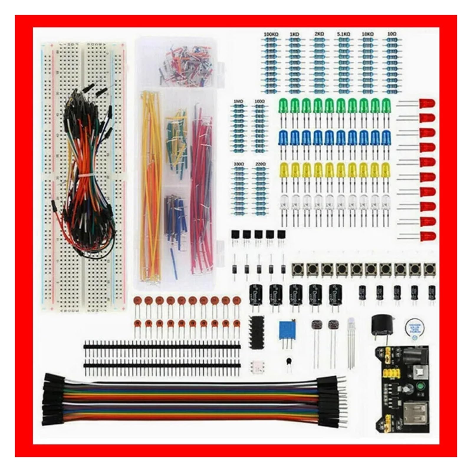Starter kit breadboard da 830 punti, resistori/LED/condensatori for UNO