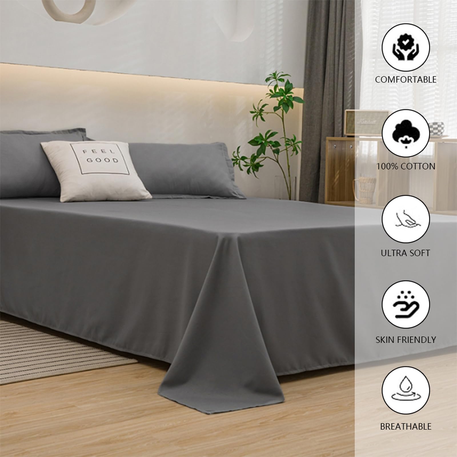 Lenzuolo matrimoniale 230 x 250 cm, morbido e confortevole, set di biancheria da letto per la casa, ideale per coppie, lussuoso misto cotone per il massimo relax