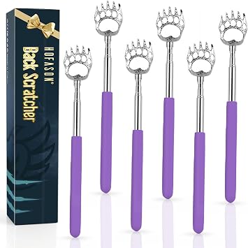 6 Pack Back Scratcher Fathers Day Dad Gifts, White Elephant Gifts for Adults, Stocking Stuffers for Men Women Teens, Prizes for Adults, Extendable Bulk Back Massager for Thanksgiving Birthday Purple