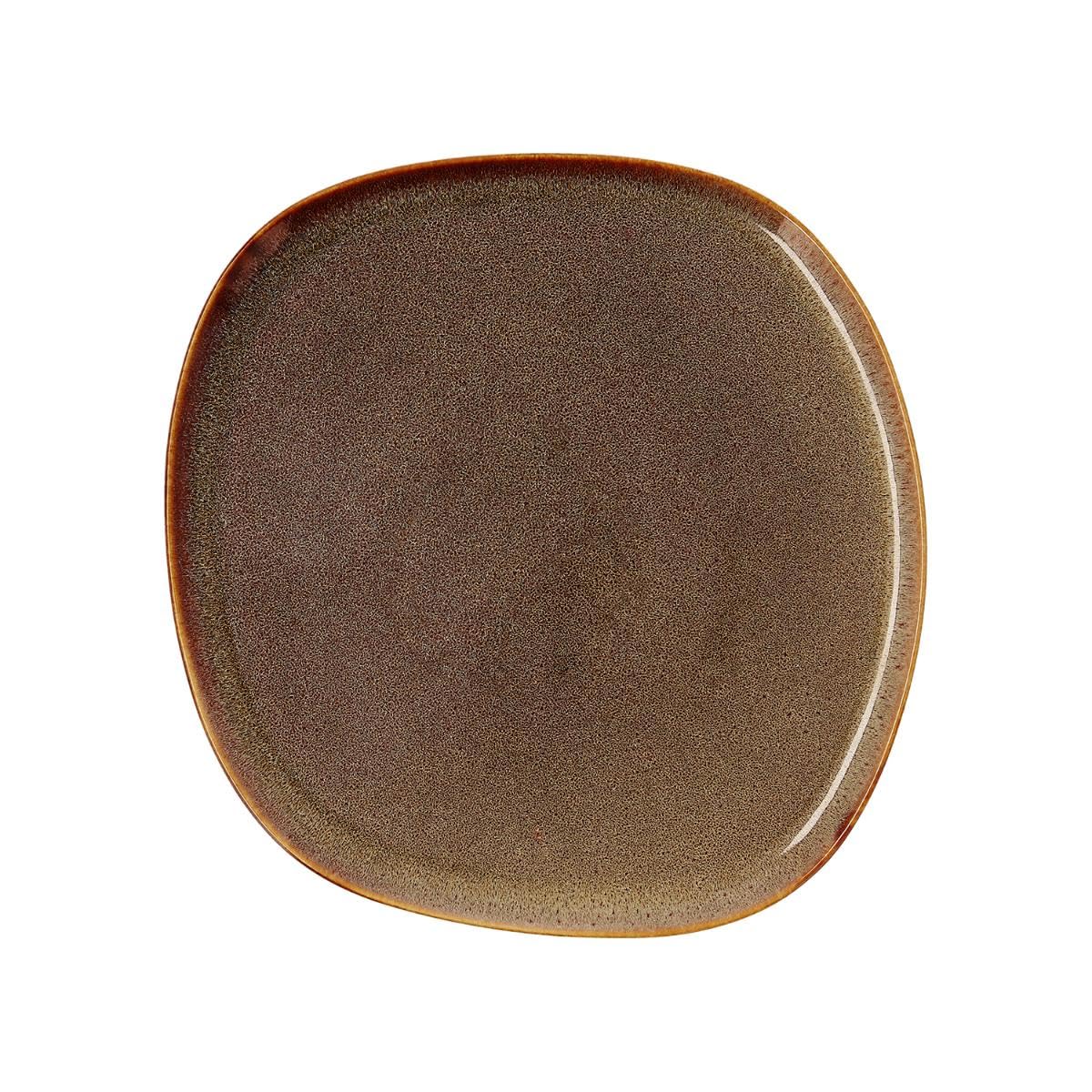 Bidasoa Set de 6 platos llanos Ikonic de gres 26,5 x 25,7 x 1,5 cm | Marrón, Gres, formato redondo, acabado brillo, 26,5 x 25,7 x 1,5 cm, 6 piezas, apto para microondas, apto para frigorífico