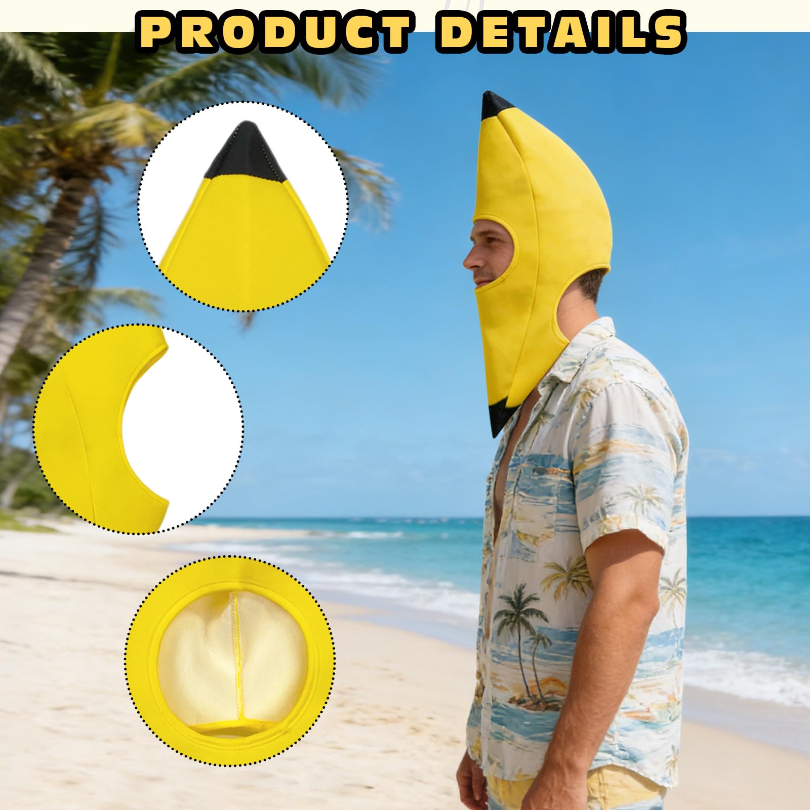 GYIOFAI Banana Hat, Funny Banana Yellow Hat, Men and Women Novelty Cosplay Headwear, Theme Party Photo Props Costume - Image 3