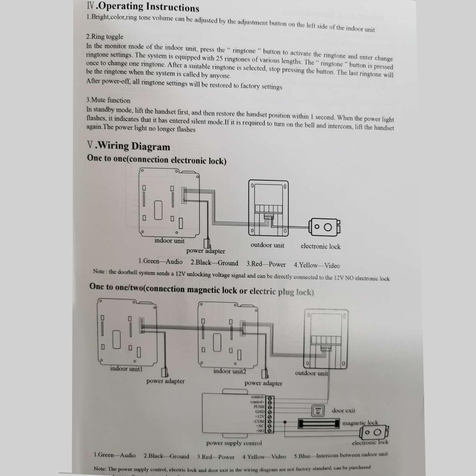 de Videoportero con Timbre de Alta Eficiencia, Teléfono con Cable, Antiinterferencias, Visión Nocturna Ajustable, LCD Digital en Color de 4,3 Pulgadas, Intercomunicador (Enchufe