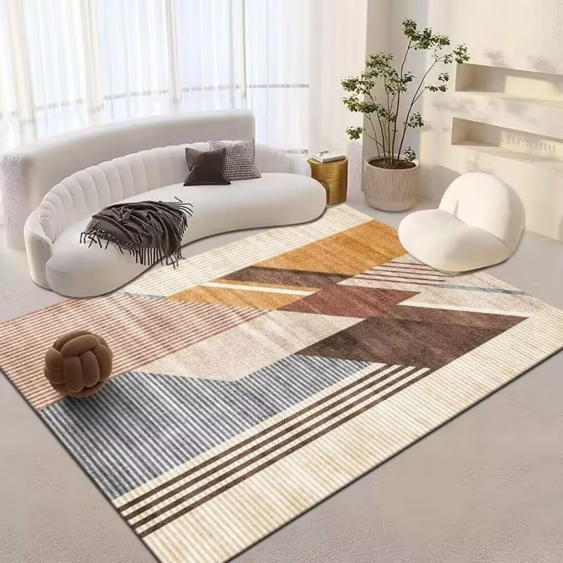 Tapis doux géométrique pour isoler les sols froids du salon et du lit
