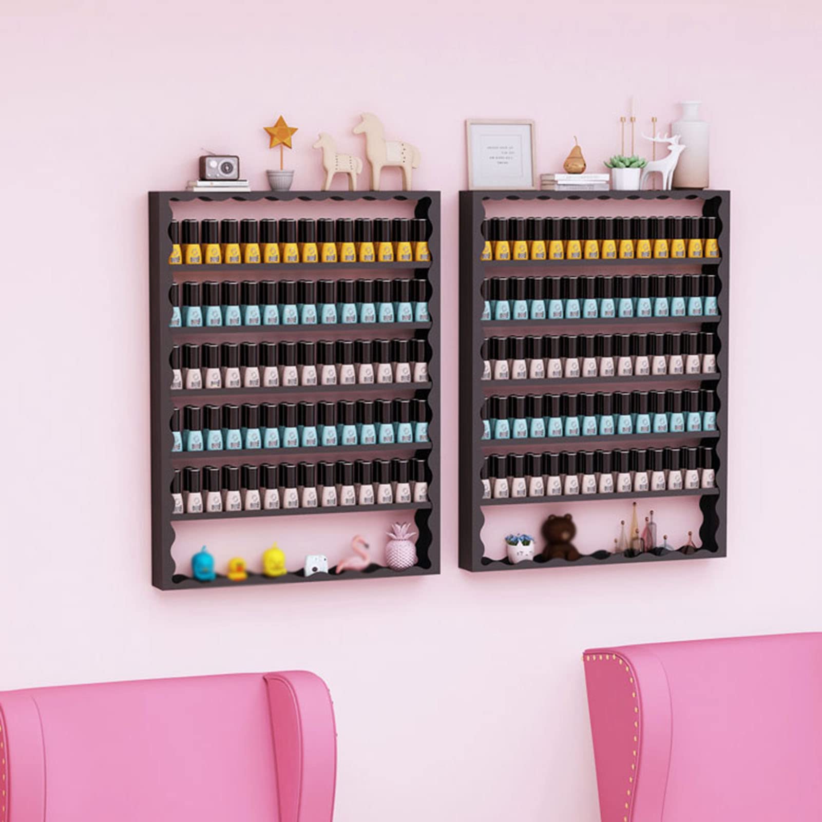 LEUTED 6-stöckiges Nagellackregal Aus Metall – Wandregal Für Nagellack, Lippenstifte & Mehr – Schwarz