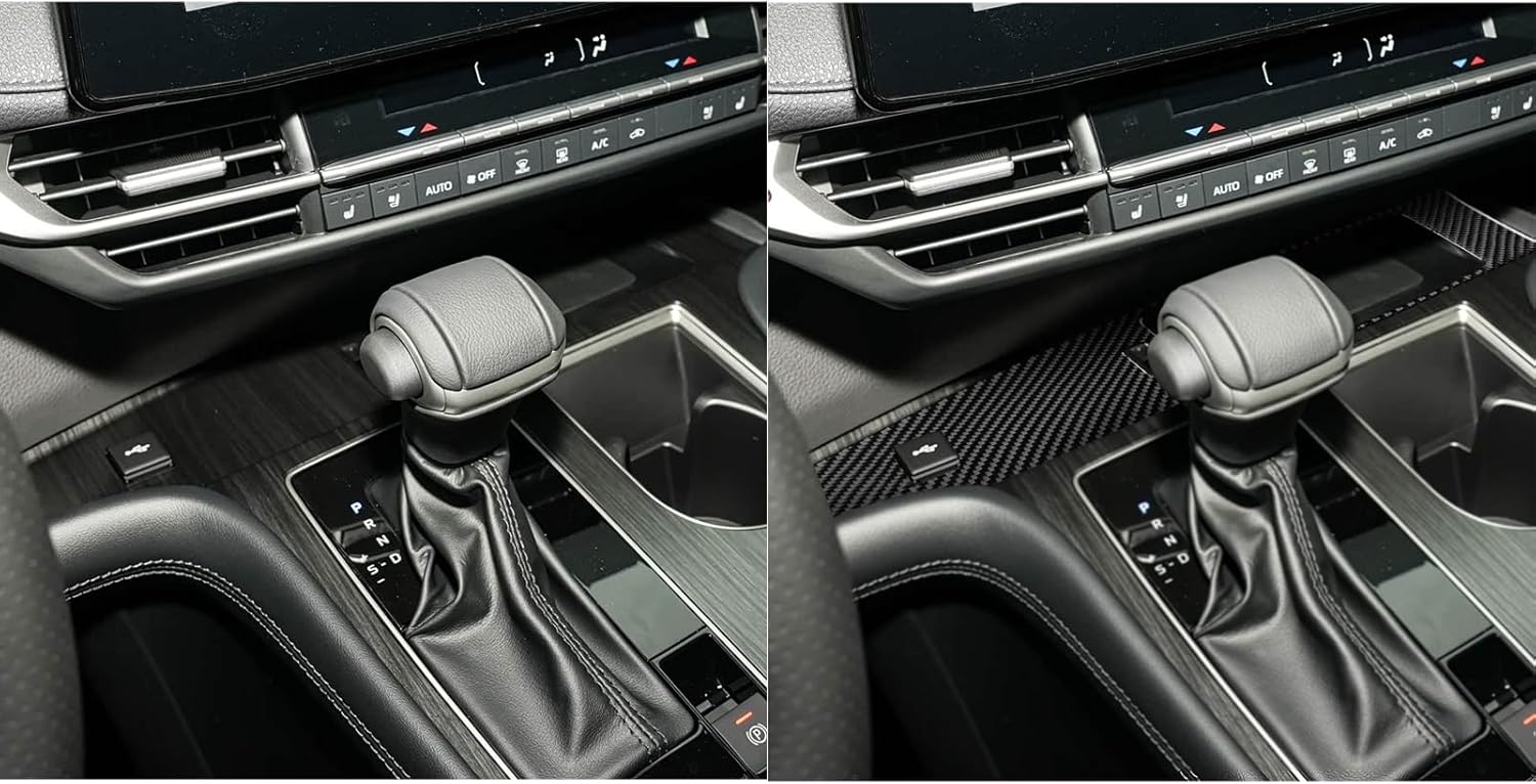 NVCNX Real Premium Carbon Fiber for Toyota Sienna Accessories 2021-2026 2022 2023 2024 2025 Car Dash Center Tray Mat Cover Interior Trim Sticker Decal 3PCs - only for Wireless Phone Charger Option