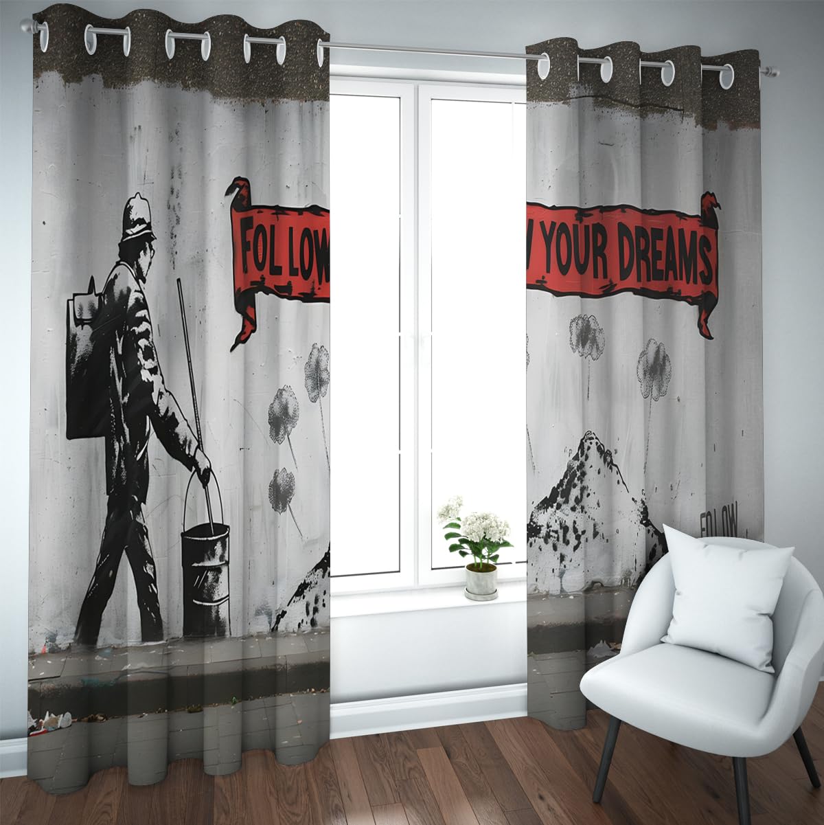 Rideaux occultants de haute qualité graffiti art de rue 2x140x214cm
