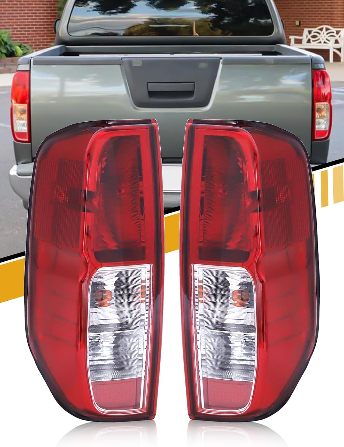 Tail Light Assembly Compatible with Nissan Frontier 2005-2021 | Suzuki Equator 2009-2012, Halogen Type Replacement for NI2800170 26555EA825 NI2801170 26550EA825, Clear Lens Pair
