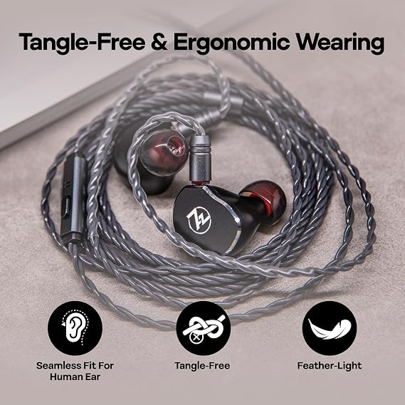 Linsoul Tripowin Grace Silver-Plated OFC in Ear Earphone Cable w/Mic | 1.25m Length, 3.5mm Audio Plug for Audiophile Replacement Cable, 2Pin