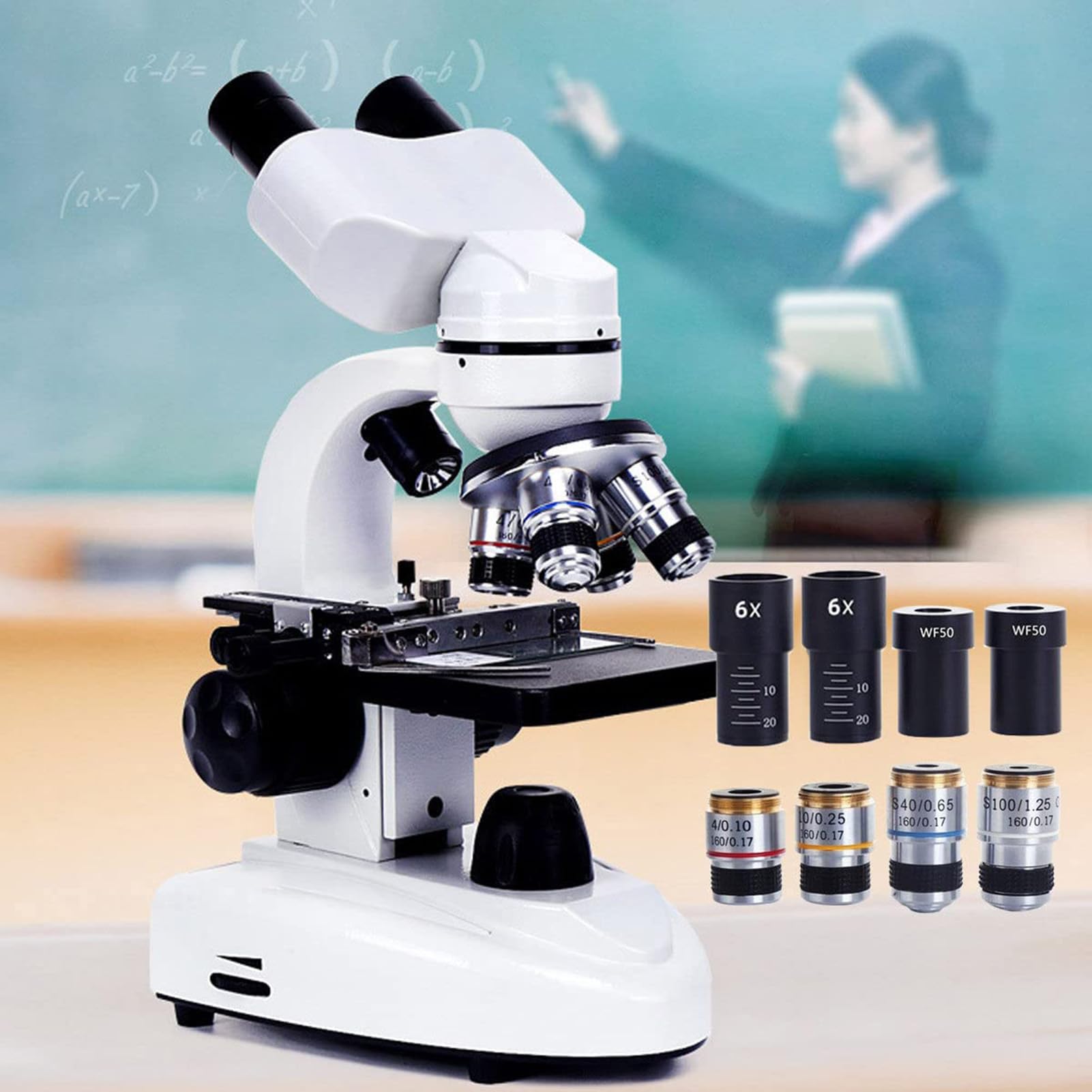 Mikroskop, złożony mikroskop dwuokularowy dla dorosłych studentów, dorosłych i studentów, precyzyjny mikroskop do edukacji biologicznej (30000X)