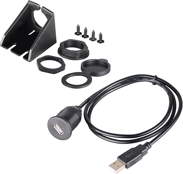 baolongking USB Panel Flush Mount Cable - 2Meter 6ft USB 2.0 Extension Dash Flush Mount Cable, Panel Mount Cable, For Car, Boat, Motorcycle