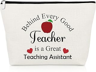 Teacher Assistant Appreciation Gifts Makeup Bag TA Gifts Thank You Teacher Assistant Gift Teacher Friend Gifts Cosmetic Pouch Teachers' Day Graduation Gifts for Assistant Para Teacher Retirement Gift