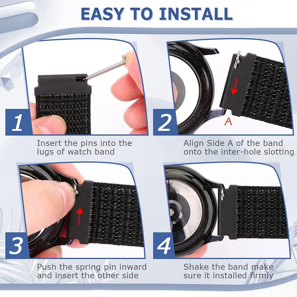 22mm Nylon Quick Release Watch Band Compatible with Samsung Galaxy Watch 3 45mm/Gear S3 Frontier/Garmin Venu 4 45mm/3 45mm/2/Vivoactive 4/Forerunner 570(47mm)/255/265/Amazfit Helio/Bip 6/5/Balance 2 - Image 4