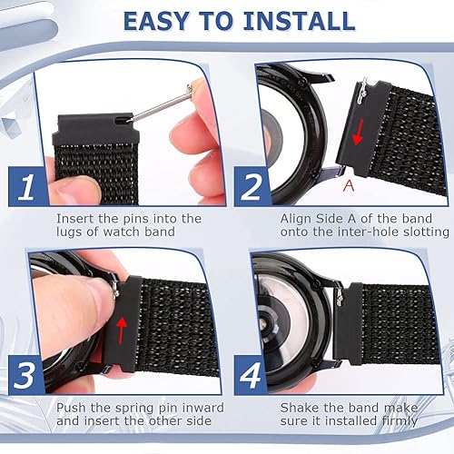 Miniatura 4 de Bandas de liberación rápida de nailon para reloj Garmin Vivoactive3Forerunner 645Galaxy Watch, bandas de 1.65 pulgadas, Active2 de 1.73 pulgadas o