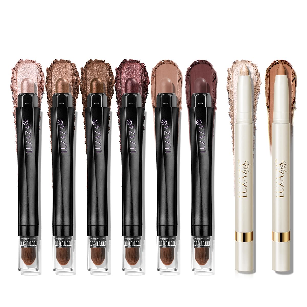 LUXAZA PROCream Eye Shadow Eyeliner Makeup Sticks, Highlighter Brightener Pencil Classic-A008 + Multi-use-S1M2