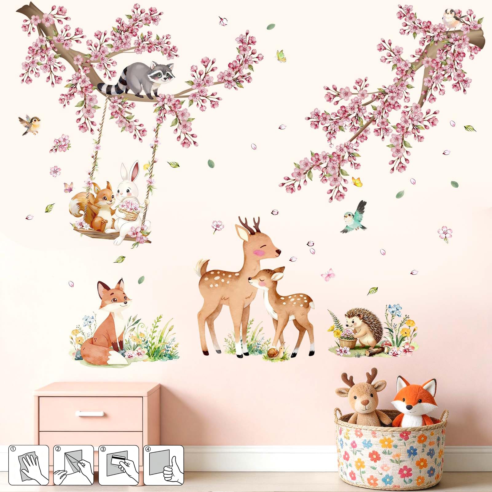 Autocollants muraux animaux chambre enfant amovibles sans abîmer la peinture