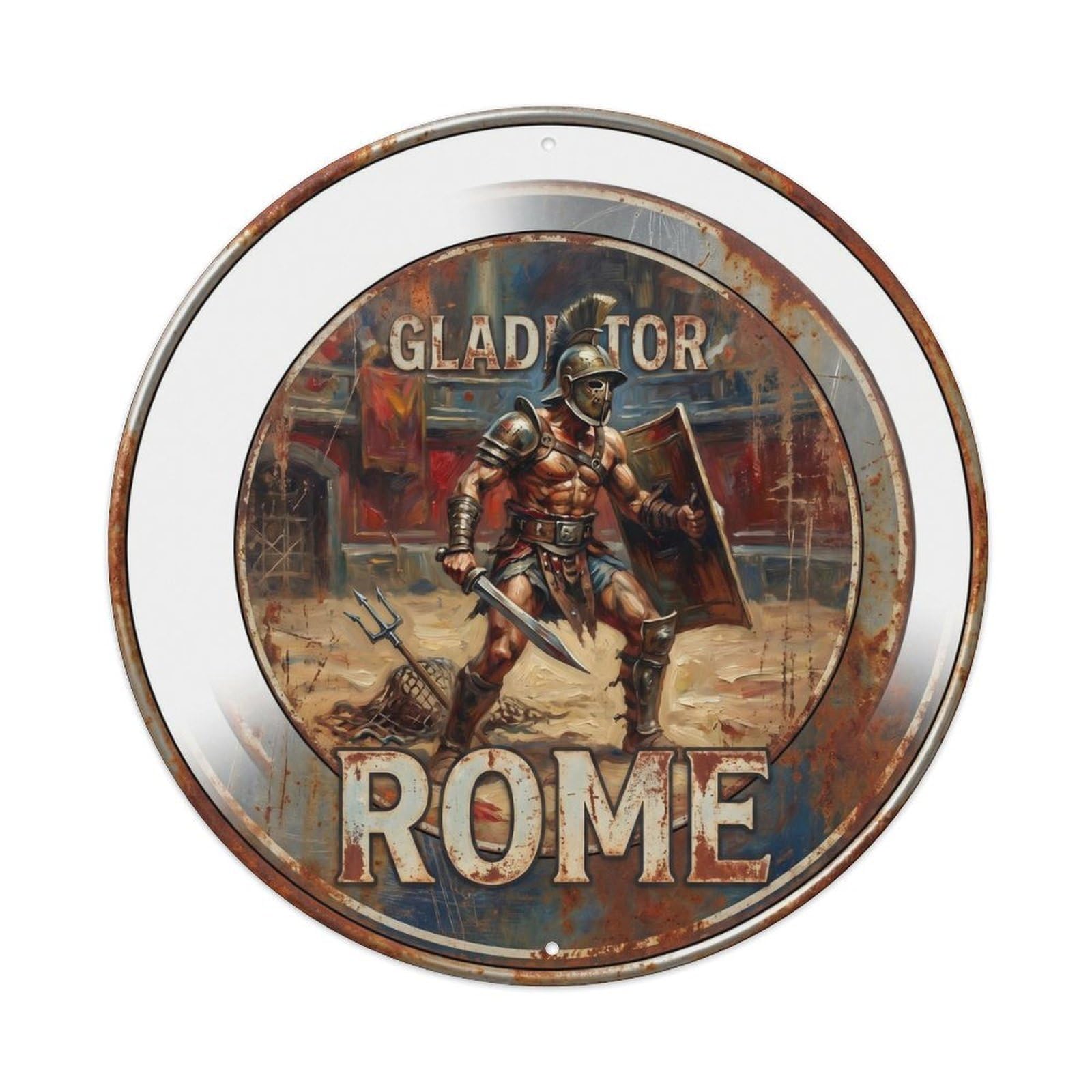 Rome Italy City Landmark Travel Gladiator Vintage Metal Tin Sign