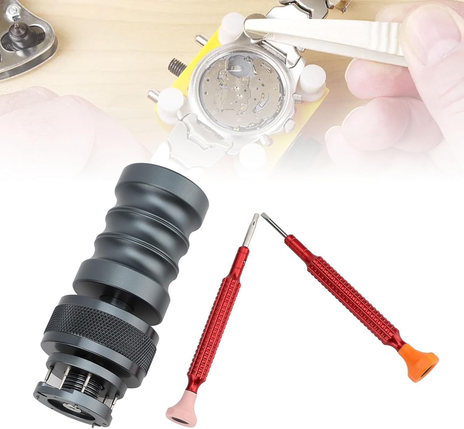 Watch Case Opener, Professional Watch Back Remover Adjustable Watch Repair Kit Metal Watch Back Case Opener with 2pcs Screwdrivers, Robust Watch Opener Tool for Watch Repairs