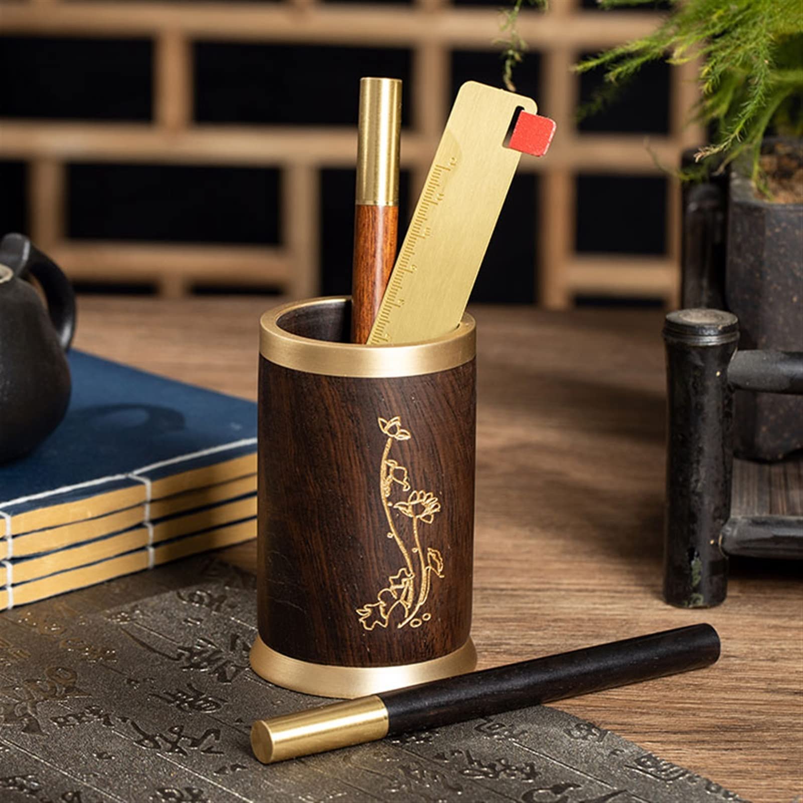 SISWIM Stifteköcher Stiftbecher Stifthalter Chinese Retro Desktop Bleistift Storage Cup Office Deskoration Stifthalter Student Study Desktop Bleistifthalter Stifteköcher Schreibtisch (Color : B)