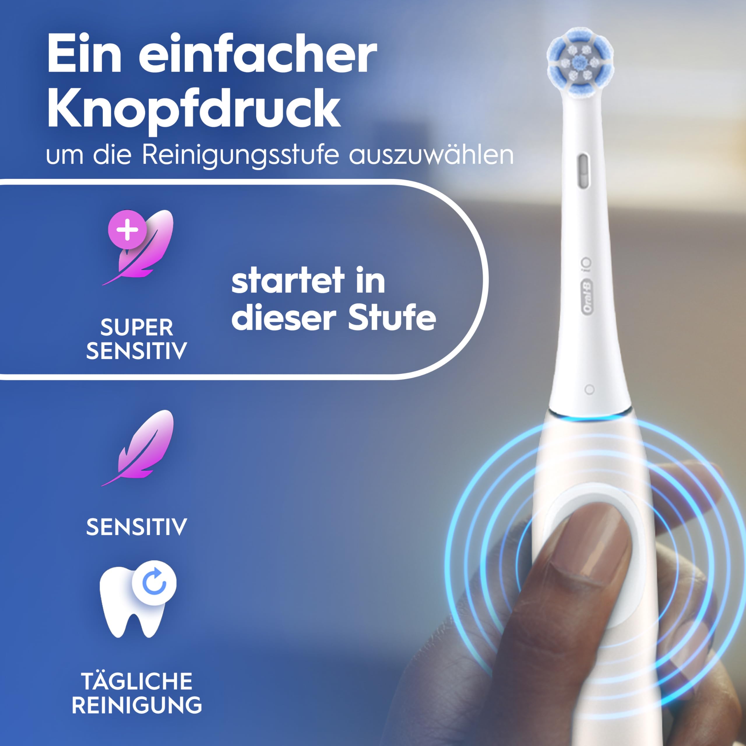 Oral-B iO Series 2 Elektrische Zahnbürste Rosa PLUS Original Oral-B iO Sanfte Reinigung Aufsteckbürste Weiß 3x