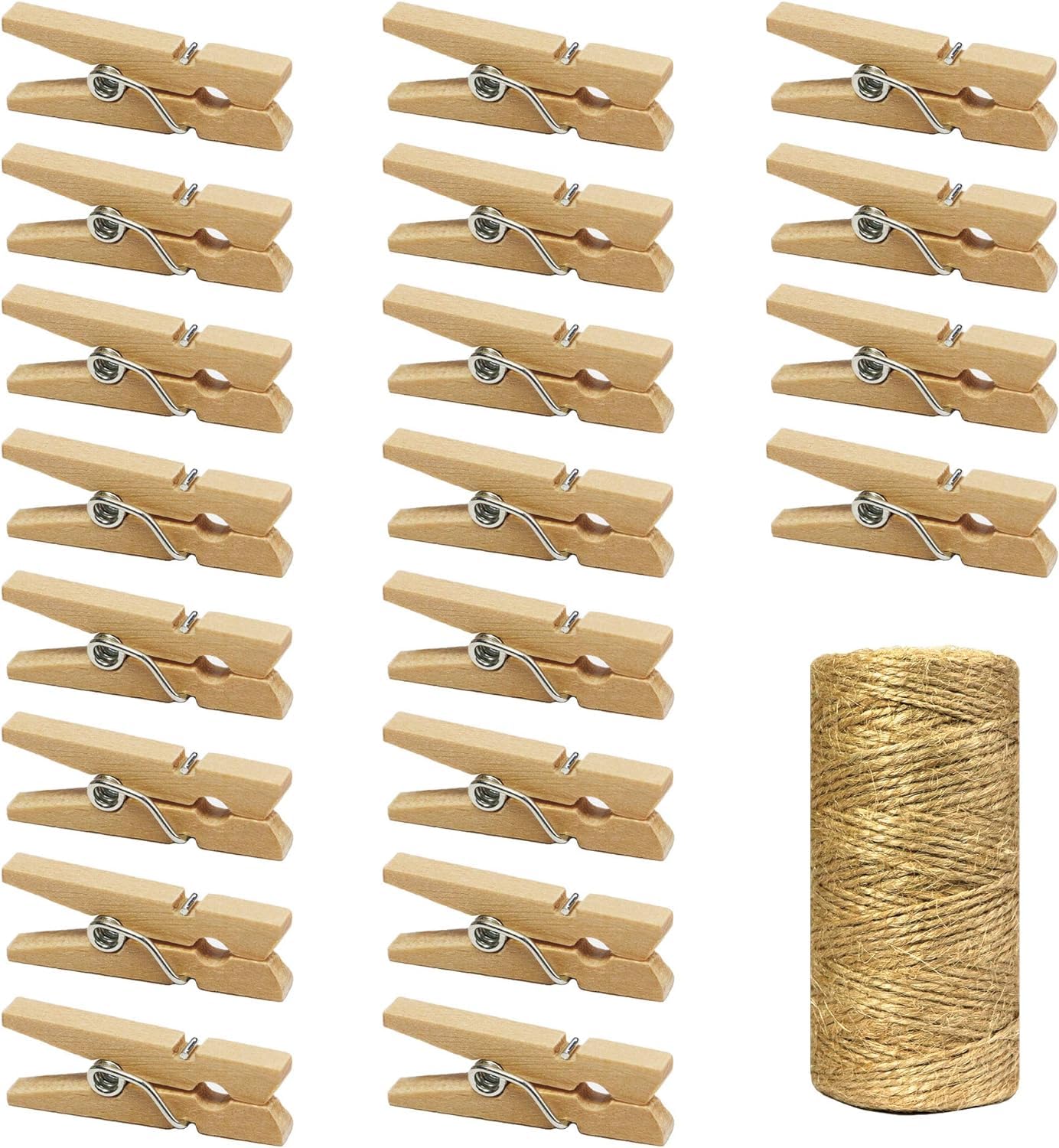 Diy Crafts 11764 6260 Mini Natural Wooden Cloth Photo Paper Craft Clip, Multicolor, 40 Piece